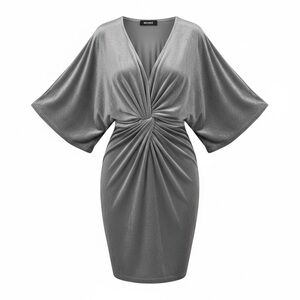Missguided Metallic Grey Knot-Front Dress